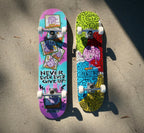 Never Give Up complete skateboard, detail view