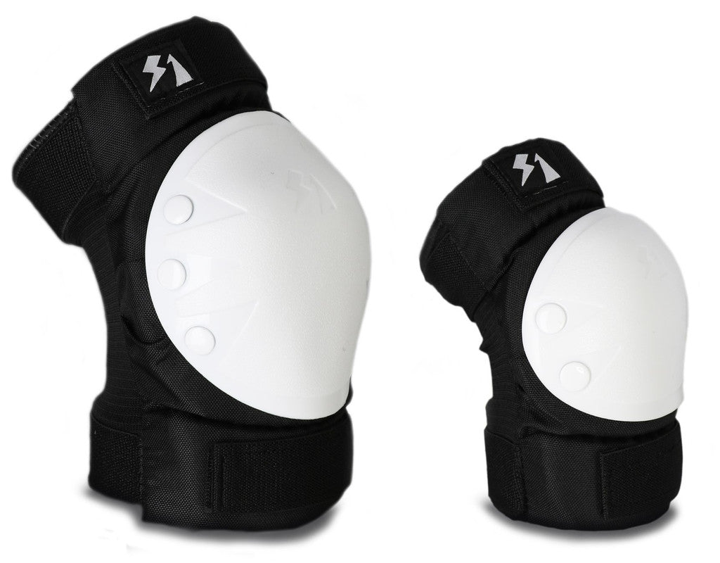 S1 Shred Pads knee and elbow pad set for kids, three-quarter view