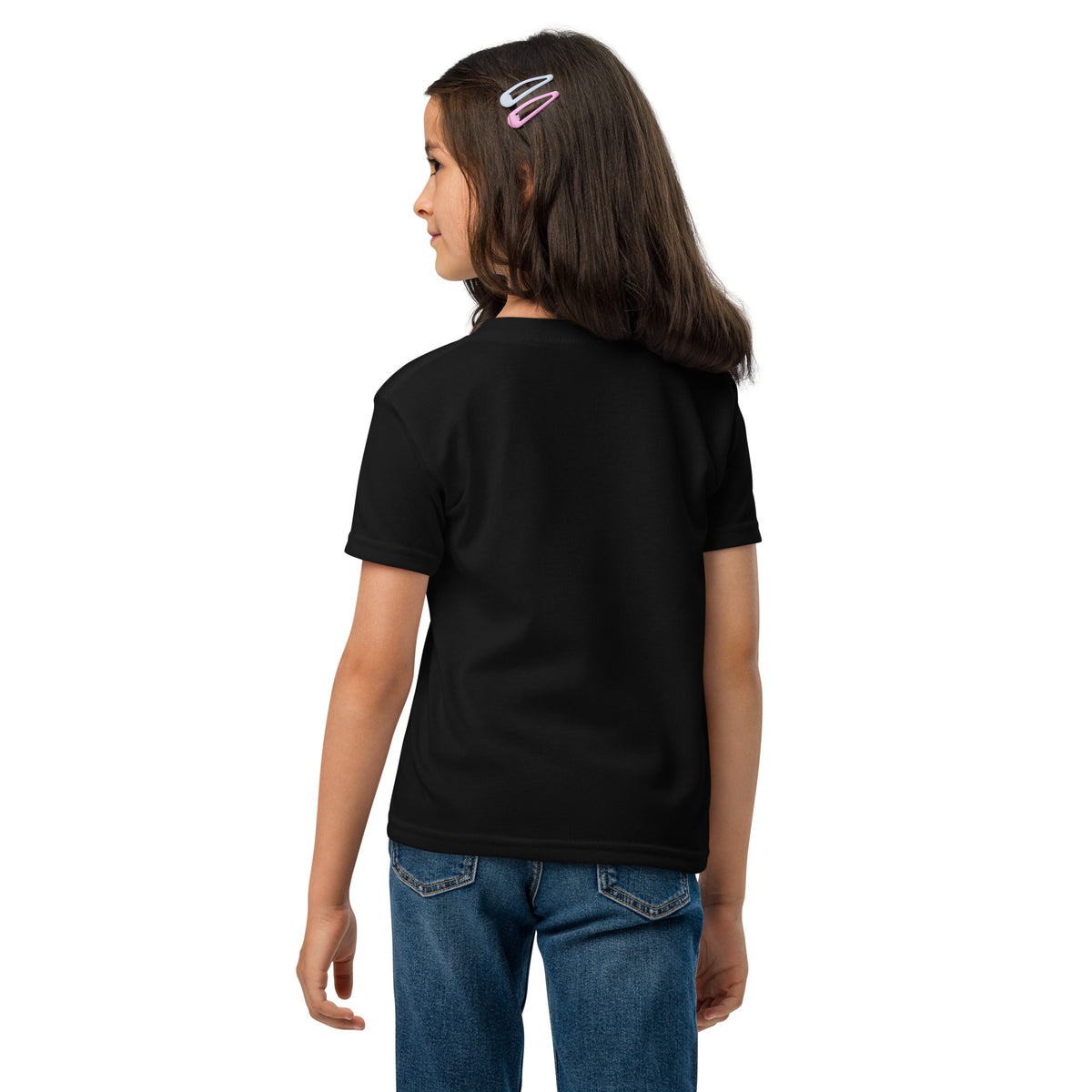 Child wearing the black Youth Neuro Handstand tee, seen from the back