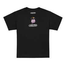 Youth Neuro Handstand tee in black, front view with the Neuro handstand brain graphic on the chest