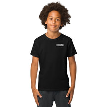 Child wearing the black Youth Neuro Logo tee, front view