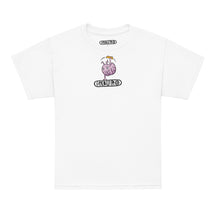 Youth Neuro Handstand tee in white, front view with the Neuro handstand brain graphic on the chest